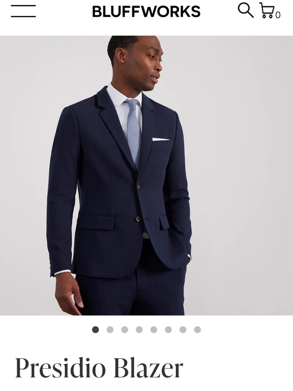 Bluffworks Presidio Men's Navy Blue Classic Fit Suit Jacket  Blazer 48L